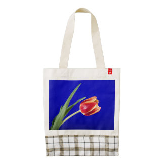 Tulip on blue background zazzle HEART tote bag