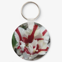 tulip,red and white fringe keychains