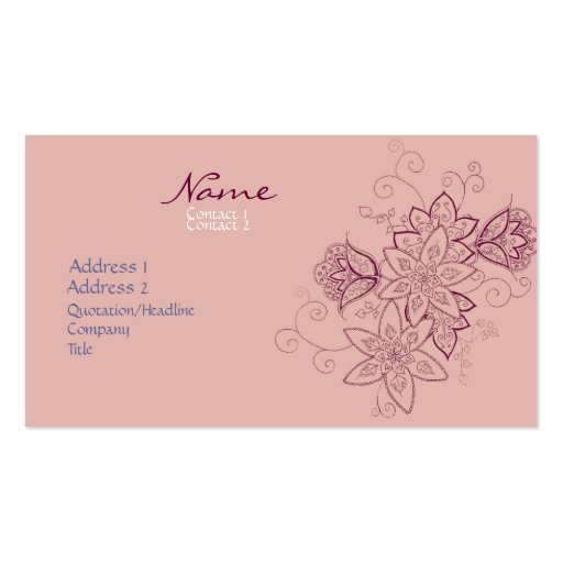 Tulip Tattoo Business Cards (Rose) (front side)
