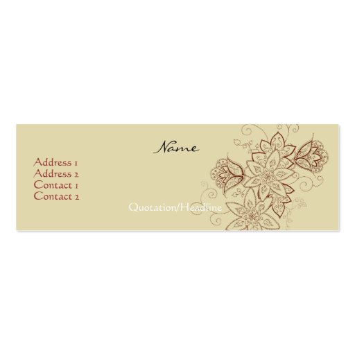 Tulip Tattoo Profile Cards (Sand) Business Card Templates (front side)