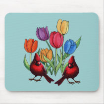 Tulips and Cardinals mousepads