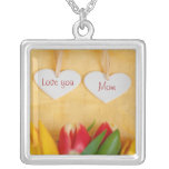 Tulips and Hearts - Love you Mom Necklace necklaces
