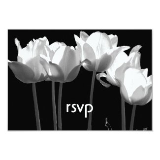 Tulips, B&W BAT MITZVAH RSVP Cards