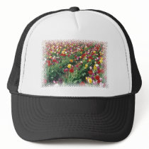 Tulips Black Halftone Design Hat