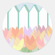 Tulips By The Picket Fence Stickers