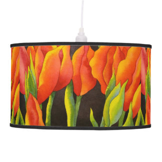 TULIPS GALORE HAND PAINTED HANGING PENDANT LAMPS