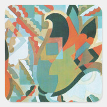 Tulips in Abstract Square Stickers