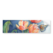 Tulips & Monarch Butterfly Bumper Stickers