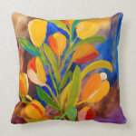 Tulips painting in acrylic by Kay Gale throwpillow