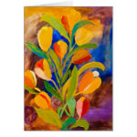 Tulips painting in acrylic card