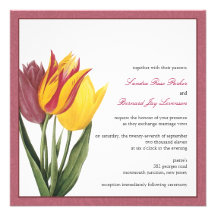 Tulips Rose Border Wedding Invitation