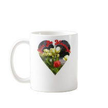 Tulips with One Red in Heart Shape mugs