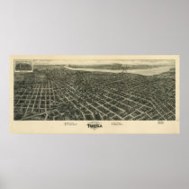 Tulsa Oklahoma 1918 Antique Panoramic Map posters