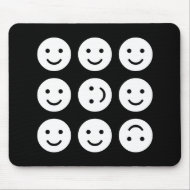 Tumbling Smileys - Black and White mousepad