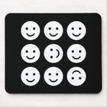 Tumbling Smileys - Black and White mousepads by artberry Tumbling Smileys - Black and White mousepads