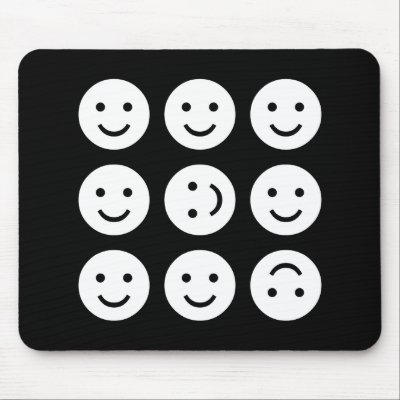 Tumbling Smileys - Black and White Mouse Mat by artberry