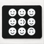 Tumbling Smileys - Black and White Mouse Mat