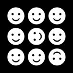 Tumbling Smileys - Black and White posters
