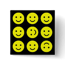 Tumbling Smileys - On Black buttons