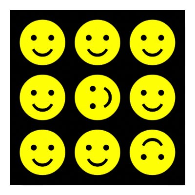 Tumbling Smileys - On Black Print by artberry
