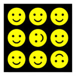 Tumbling Smileys - On Black Print