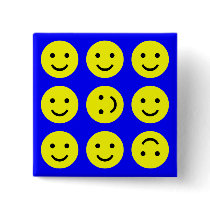 Tumbling Smileys - On Blue buttons