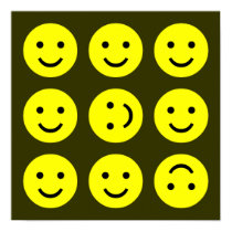 Tumbling Smileys - On Brown posters