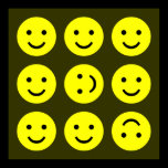 Tumbling Smileys - On Brown posters