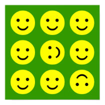 Tumbling Smileys - On Green posters