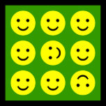 Tumbling Smileys - On Green posters
