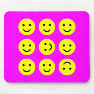Tumbling Smileys - On Magenta Pink mousepad