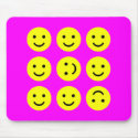 Tumbling Smileys - On Magenta Pink mousepads