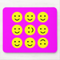 Tumbling Smileys - On Magenta Pink mousepads by artberry Tumbling Smileys - On Magenta Pink mousepads