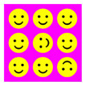Tumbling Smileys - On Magenta Pink posters