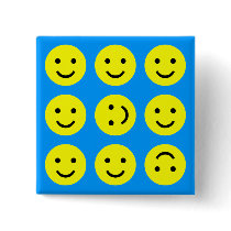 Tumbling Smileys - On Mid-Blue buttons