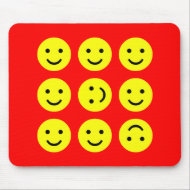 Tumbling Smileys - On Red mousepad