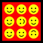 Tumbling Smileys - On Red posters