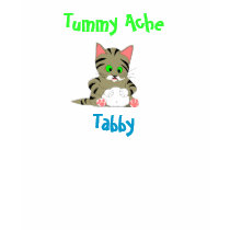 Tummy Ache Tabby t-shirts