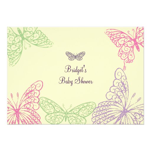 Tummy Flutters Baby Shower Invitation yellow