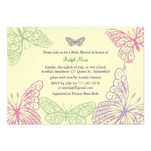 Tummy Flutters Baby Shower Invitation yellow