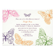 Tummy Flutters Baby Shower Invite ivory
