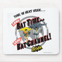 tune in next week, batman tv show graphic, batman, bat man, 1966 batman, 60&#39;s batman, batman action callout, action words, fighting sound effect words, punching sounds, adam west, burt ward, batman tv show, batman cartoon graphics, super hero, classic tv show, Mouse pad with custom graphic design