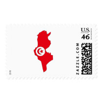 Tunisia flag map postage