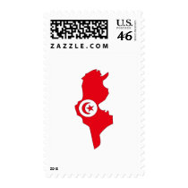 Tunisia flag map postage
