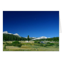 Tuolumne Meadows With The Moon Setting Greeting Card