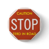 TURD IN ROAD PINBACK BUTTON