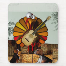 Turkey Acoustic Guitar Hay bale Thanksgiving Mousepad