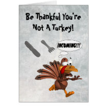 Turkey Attack Thanksgiving Card cards
