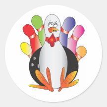 Turkey Bowl Round Stickers