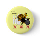 Turkey Bowling Pinback Button